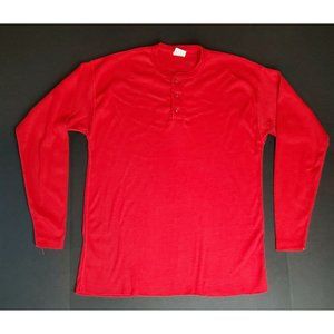 HealthKnit Red Long Sleeve Shirt 3 Button SIze 3XL Made in USA